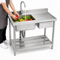 Direct van de fabrikant: Commerciële roestvrijstalen spoelbakwerktafel met achterwand voor cateringkeukens