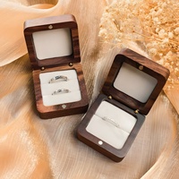 Boîte à bijoux de proposition, bague de mariage, boîte de rangement d'anneau en bois de noyer et de hêtre, petite boîte de rangement portable rétro en bois