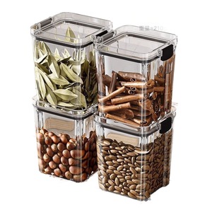 Airtight Transparent <b>Storage</b> Jars Rectangle <b>Stackable</b> Food <b>Container</b> For Grain Cereal Snack Dried Fruit Spice Kitchen Use - Product Image 4