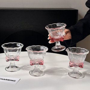 Vintage Pembe Fiyonklu Saplı Cam Bardak 230ml Kabartmalı Kadeh Şarap Şampanya Kokteyl Kahve Tatlı Toptan Satış - Product Image 6