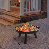 Brasero extérieur en fer avec anneau de brasero, revêtement en poudre, portable, à combustion de bois pour jardin et terrasse, loisirs
