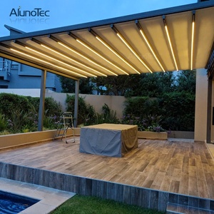 Chống Thấm Nước Kim Loại Retractable Shade Hệ Thống Mái Che Ngoài Trời PVC Vải Gấp Mái Pergola - Product Image 3
