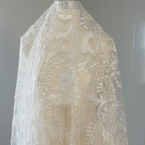 Vestido de malla con encaje bordado de marco completo y bordado exquisito, falda de princesa, 100% acrílico, bordado de punto. - Product Image 3