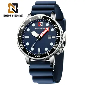 Ben Nevis นาฬิกาอนาล็อกสำหรับผู้ชาย,นาฬิกาควอตซ์หรูหราพร้อมวันที่แนวลำลองสายรัดยางซิลิโคนกันน้ำ Relogio Masculino