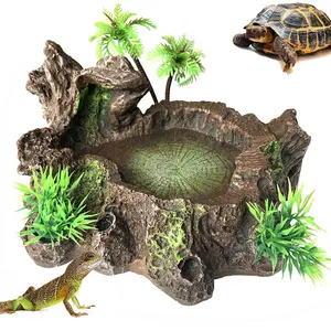 Vente en gros de récipient pour reptiles bol en résine pour reptiles plate-forme de réservoir pour reptiles décor bol pour dragon barbu gecko - Product Image 1