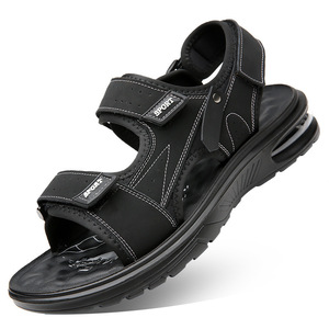 Sandalias de Velcro para Hombre, Color Negro y Gris, Suela Gruesa con Amortiguación de Aire, Zapatos Deportivos de Playa, Calzado Casual Juvenil para Conducir - Product Image 5
