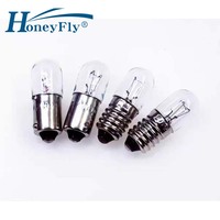 Bombilla indicadora HoneyFly BA9S/E10 6.3V 12V 18V 24V 30V 48V 0.15A 0.11A 0.25A 1W 2W 3W Lámpara piloto incandescente