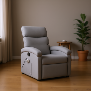 Fauteuil inclinable de massage gris moderne, revêtement en tissu, télécommande électrique, meubles de salon - Product Image 2