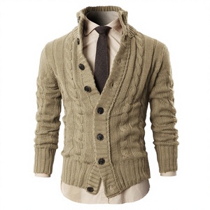 Pull tricoté 100 % coton pour homme, coupe ample, col semi-montant, manches longues, anti-plis, style décontracté chic, collection automne-hiver - Product Image 3