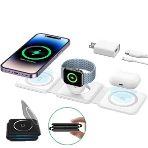 Qi 15w Magnetic Foldable Phone Charger Portable Custom Wireless Charger For Iphone For Airpods