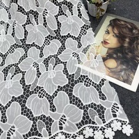 Dentelle brodée florale en interlock ripstop pour robe de mariée, voile, robe de soirée, tissu non tissé, vente en gros, blanc, sur mesure