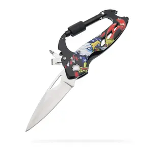 קרביינר d2 עם סכין קיפול, קרביינרים edc עם סכין קיפול חלון פותחן בקבוק