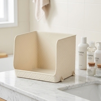 MONR Bac de rangement empilable en plastique texturé à façade ouverte pour bureau, maison et salle de bain