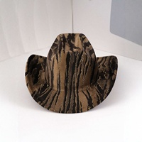 Chapeaux de cowboy à rayures tigrées marron et noires, avec paillettes dorées, pour festivals et fêtes western, vente en gros