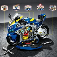 Kit de réparation mécanique de moto démontable pour enfants, ensemble de construction de moteur de moto DIY avec pulvérisation de brume, lumières et sons