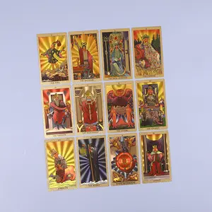 Kartu Tarot emas cetak kustom kartu Tarot emas kualitas tinggi dengan kotak magnetik