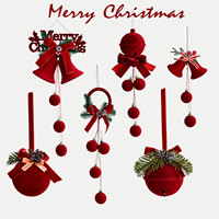 Ornement de Noël en velours en forme de cloche, décor floqué rouge nordique pour arbre, fenêtre, maison, fournitures de fêtes