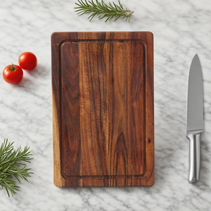 Hình chữ nhật Gỗ keo thớt với nước trái cây rãnh và bên xử lý Prep & butcher khối schneidebrett tabla de cortar - Product Image 6