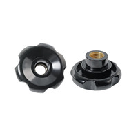 Bouton de serrage à tête de lobe, boutons de machine filetés M8 en bakélite plastique, femelle, ondulé, 50mm, noir, avec noyau en fer moderne gratuit