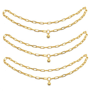 Collier à clochette pour animaux de compagnie, chaîne ovale en forme de O de 52,5 cm, en fer plaqué or, accessoire DIY pour animaux - Product Image 1