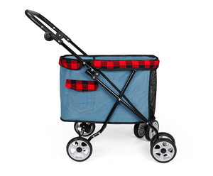 OEM ODM fabrika toptan seyahat yürüyüş dayanıklı Pet dört tekerlekli köpek kedi katlanır sepet evcil hayvan arabası - Product Image 3