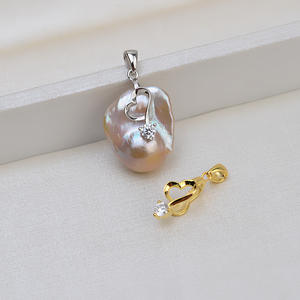 Wenchi - Colgante de Plata 925 Hecho a Mano con Perla Barroca en Forma de Corazón, Collar de Perlas con Forma Especial para Mujer, Componentes de Joyería - Product Image 1