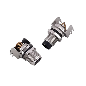 Connecteur de montage sur circuit imprimé à angle droit codé B M8 |   <span class=keywords><strong>Prise</strong></span> mâle/femelle 5 broches avec bride de verrouillage avant pour capteur DeviceNet - Product Image 3