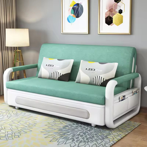 Dual-Use Telescopic Fabric <b>Sofa</b> Bed Foldable & Multifunctional for Living Room Solid Wood Sectional Single Bed <b>Set</b> - Product Image 5