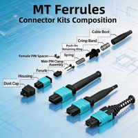 Ferrule de câblage à haute stabilité et haute cohérence, à perte standard, monomode, 16 fibres, MT, en PPS, pour couplage multi-fibres