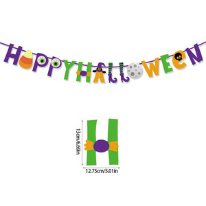 Halloween <strong>Decoration</strong> Party Paper and Plastic <strong>Bunting</strong> with <strong>Flag</strong> <strong>String</strong> Pulling Burlap <strong>Flags</strong> Banner - Product Image 3