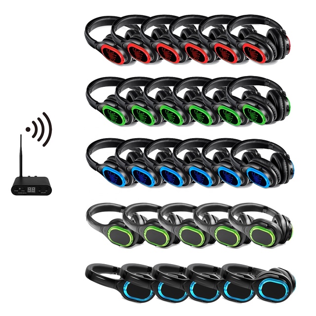 INDA Upgraded LED Silent Disco Headphone RF998B Customized Super Comfort Wear Big Over Ear Pads for Silent Conference and Party
