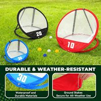 Ensemble de filet d'entraînement de golf pop-up 3 pièces avec 3 cibles, 15 balles, tapis de frappe et sac de rangement – Utilisation intérieure/extérieure en polyester