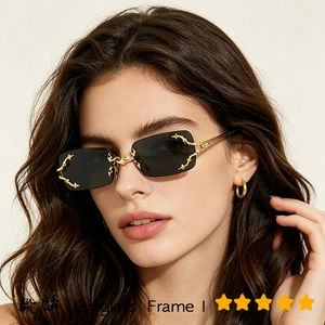 Gafas de Sol Personalizadas con Logotipo 2026, Montura Pequeña con Patillas Metálicas para Hombre y Mujer, Lentes Coloridas con Protección UV400, Gafas de Sol Cuadradas sin Montura - Product Image 4