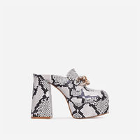 Mules à plateforme pour femmes, fabriquées sur mesure, à enfiler, sexy, à talons très hauts, décorées d'une chaîne métallique