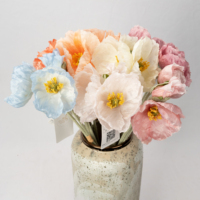 Vente en gros de fleurs artificielles en soie de pavot d'Islande à longue tige, fausses pavots pour la décoration de mariage, de la maison et de la table