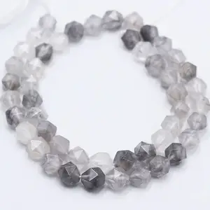 En gros Pierres Précieuses En Vrac Perles de haute qualité diamant à facettes nuageux quartz perles pour la Fabrication De Bijoux 6mm 8mm 10mm 12mm