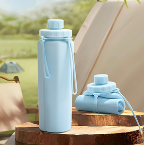 Botella de agua deportiva de silicona, 600ml, a prueba de fugas, portátil, anticaída, resistente a altas temperaturas, plegable, taza de agua de calidad alimentaria - Product Image 2