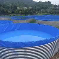 Équipement d'aquaculture Ras System, réservoirs à poissons en fer galvanisé et toile écologiques de 4 m de diamètre pour l'élevage de tilapias du Nil en extérieur