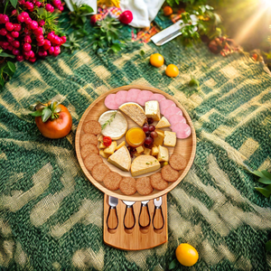 Tùy Chỉnh Tre Pho Mát Hội Đồng Quản Trị Thiết Lập Với 4 Dao Thiết Lập Và Trượt ra Dao Kéo Ngăn Kéo Vòng Pho Mát Charcuterie Hội Đồng Quản Trị - Product Image 6