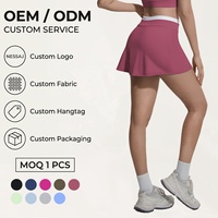 Individuelles Logo Farbblock Doppellagiges Tenniskleid Atmungsaktives Naked-Feeling Lauf- Fitness- Yoga-Kleid für Damen