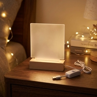 Lampe de nuit LED 3D DIY, panneau acrylique transparent effaçable avec support en bois, base de lampe en bois