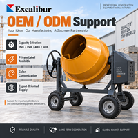 Bétonnière portable 80L 100L à moteur diesel, châssis compact, 110V 230V 380V CE pour travaux de construction domestique, machine à mélanger le béton