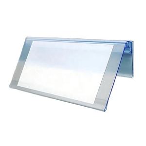 Support de nom de bureau en PVC acrylique blanc personnalisé en forme de V, porte-numéro de table, design écologique, installation facile pour - Product Image 5