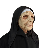 Masque en latex drôle de nonne d'horreur avec foulard, personnalisable pour fêtes, Halloween, carnavals et festivals - Grande Vente
