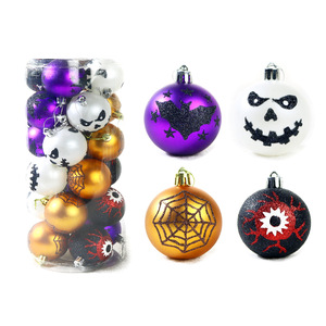 HLC nuevo juego de bolas de calabaza de plástico para Halloween 24 piezas araña Wed Bloody Eyes murciélagos adornos colgantes para decoraciones de casas embrujadas - Product Image 1