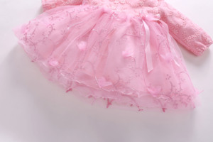 Robes de bébé en coton doux de <span class=keywords><strong>3</strong></span> à 6 mois avec chapeau, <span class=keywords><strong>robe</strong></span> de baptême florale à manches longues pour bébé fille - Product Image 4
