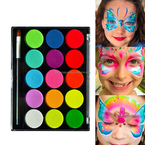Kit <span class=keywords><strong>de</strong></span> <span class=keywords><strong>peinture</strong></span> faciale SFX imperméable à base d'huile, 15 couleurs, <span class=keywords><strong>palette</strong></span> <span class=keywords><strong>de</strong></span> <span class=keywords><strong>peinture</strong></span> corporelle néon avec 3 pinceaux pour les festivals - Product Image 2