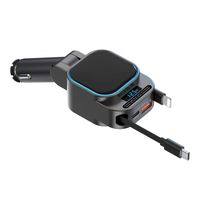 Meilleure vente 96W chargeur de voiture super rapide charge PD ligne rétractable et foudre + QC3.0 et port PD chargeur de voiture SC07
