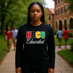 Camiseta de Manga Larga Personalizada con el Logotipo de la Marca Hbcu Educated para Mujer, 100% Algodón, Bordada, Informal, Cuello Redondo, Corte Regular - Product Image 2