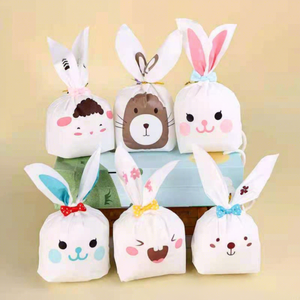 Sac d'emballage à cordon avec impression UV motif lapin de dessin animé mignon pour bonbons, snacks, biscuits, aliments, cadeaux décontractés - Product Image 1